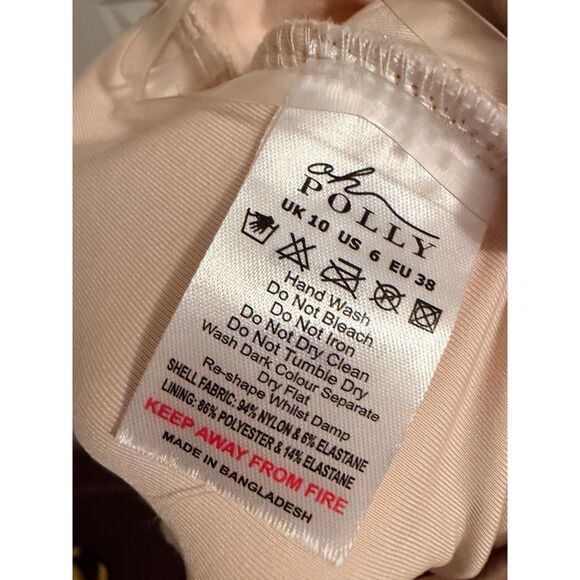 Oh Polly Trousers Women High Waisted Cut Out Flare 6 Sand Rhinestone 4684-T NWT - Picture 10 of 11